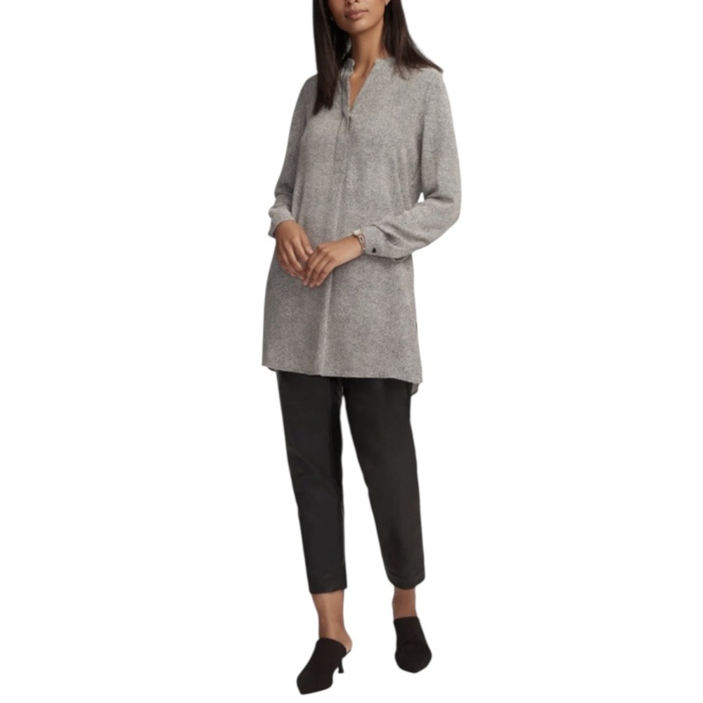 Anne Klein Rambling Dot Polka Dot Tunic Blouse Black White Size 2X